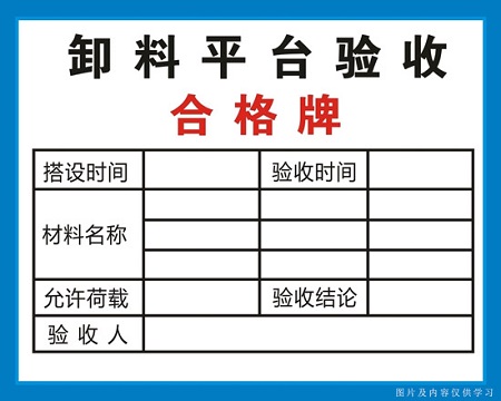 云南卸料平台验收合格牌